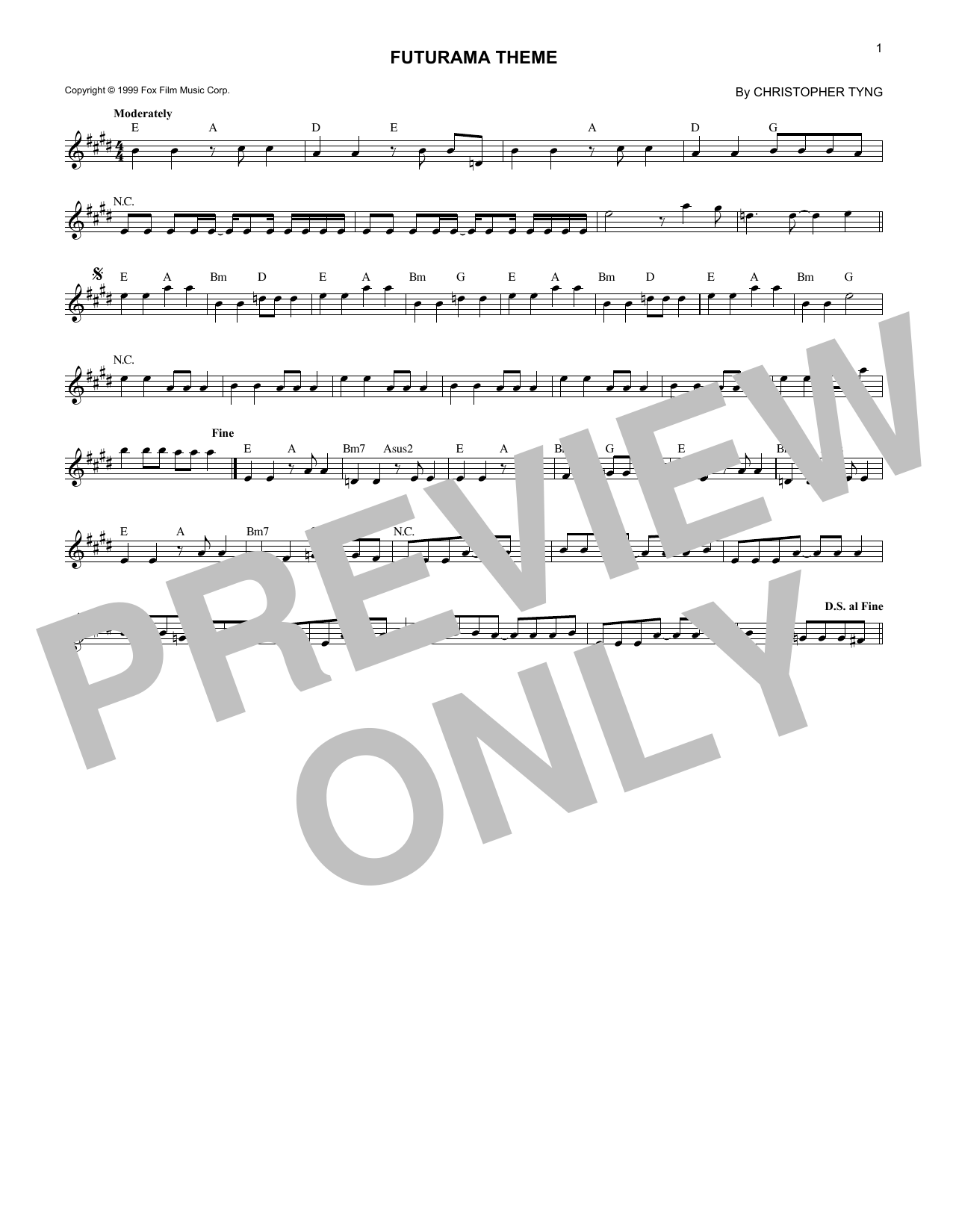 Christopher Tyng Futurama Theme Sheet Music