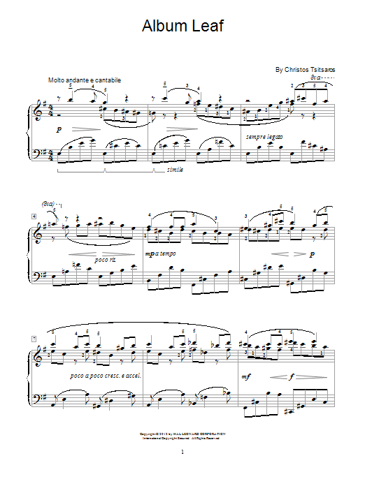 Christos Tsitsaros Album Leaf Sheet Music