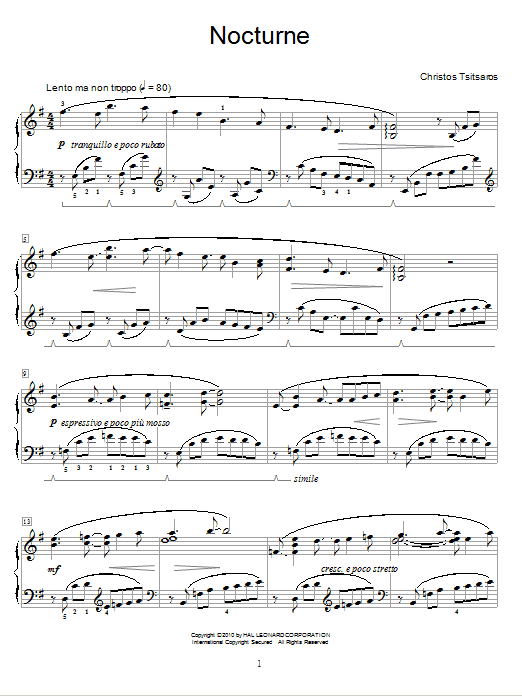 Christos Tsitsaros Nocturne Sheet Music