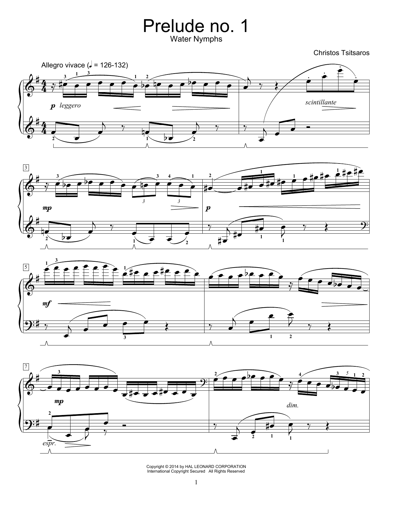 Christos Tsitsaros Prelude No. 1 - Water Nymphs Sheet Music
