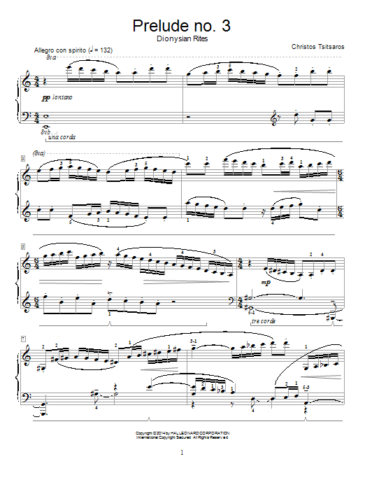 Christos Tsitsaros Prelude No. 3 - Dionysian Rites Sheet Music