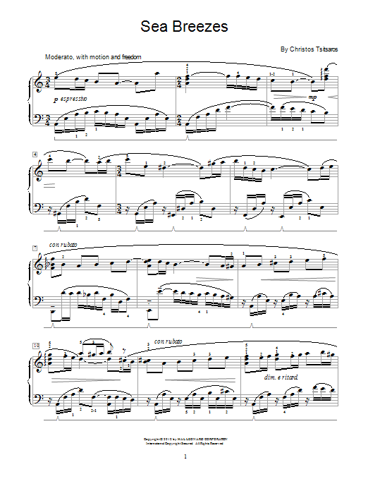 Christos Tsitsaros Sea Breezes Sheet Music