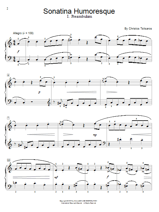 Christos Tsitsaros Sonatina Humoresque Sheet Music