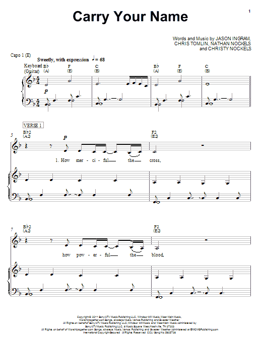 Christy Nockels Carry Your Name Sheet Music