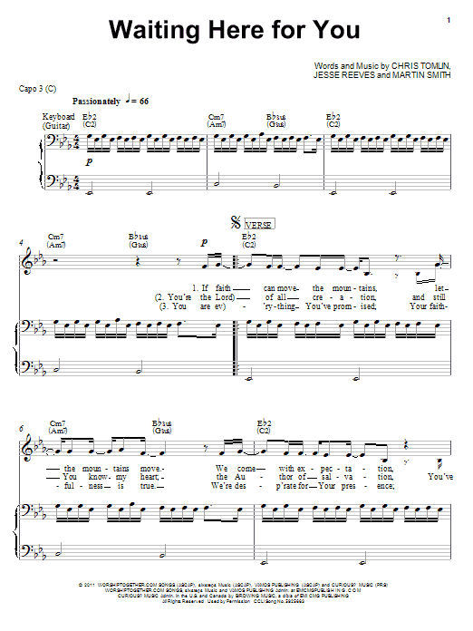 Christy Nockels Waiting Here For You Sheet Music