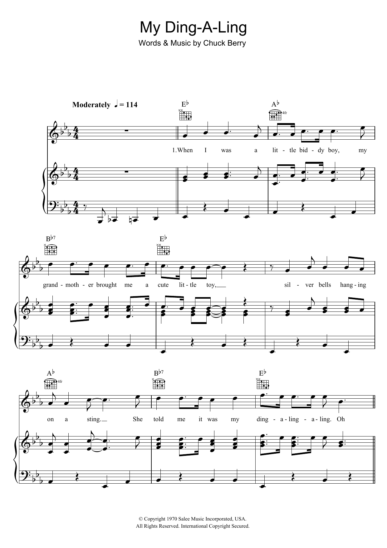 Chuck Berry My Ding-A-Ling Sheet Music