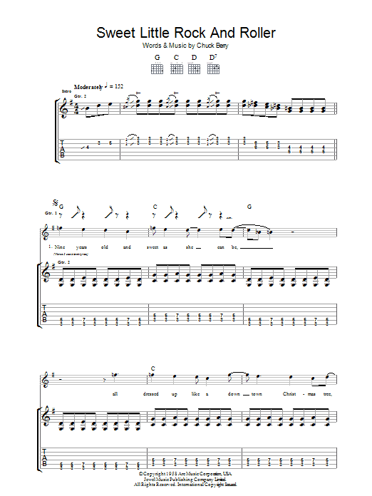 Chuck Berry Sweet Little Rock And Roller Sheet Music