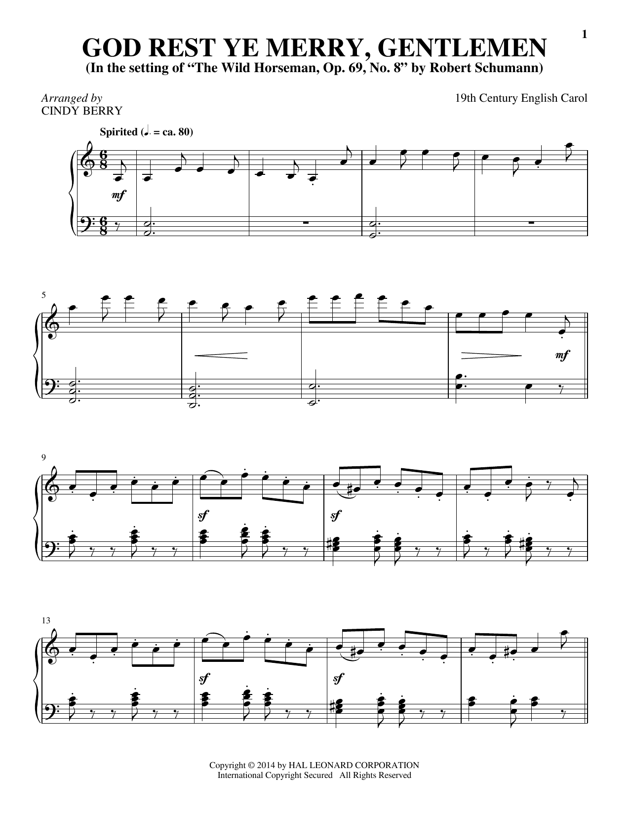 Cindy Berry God Rest Ye Merry, Gentlemen Sheet Music
