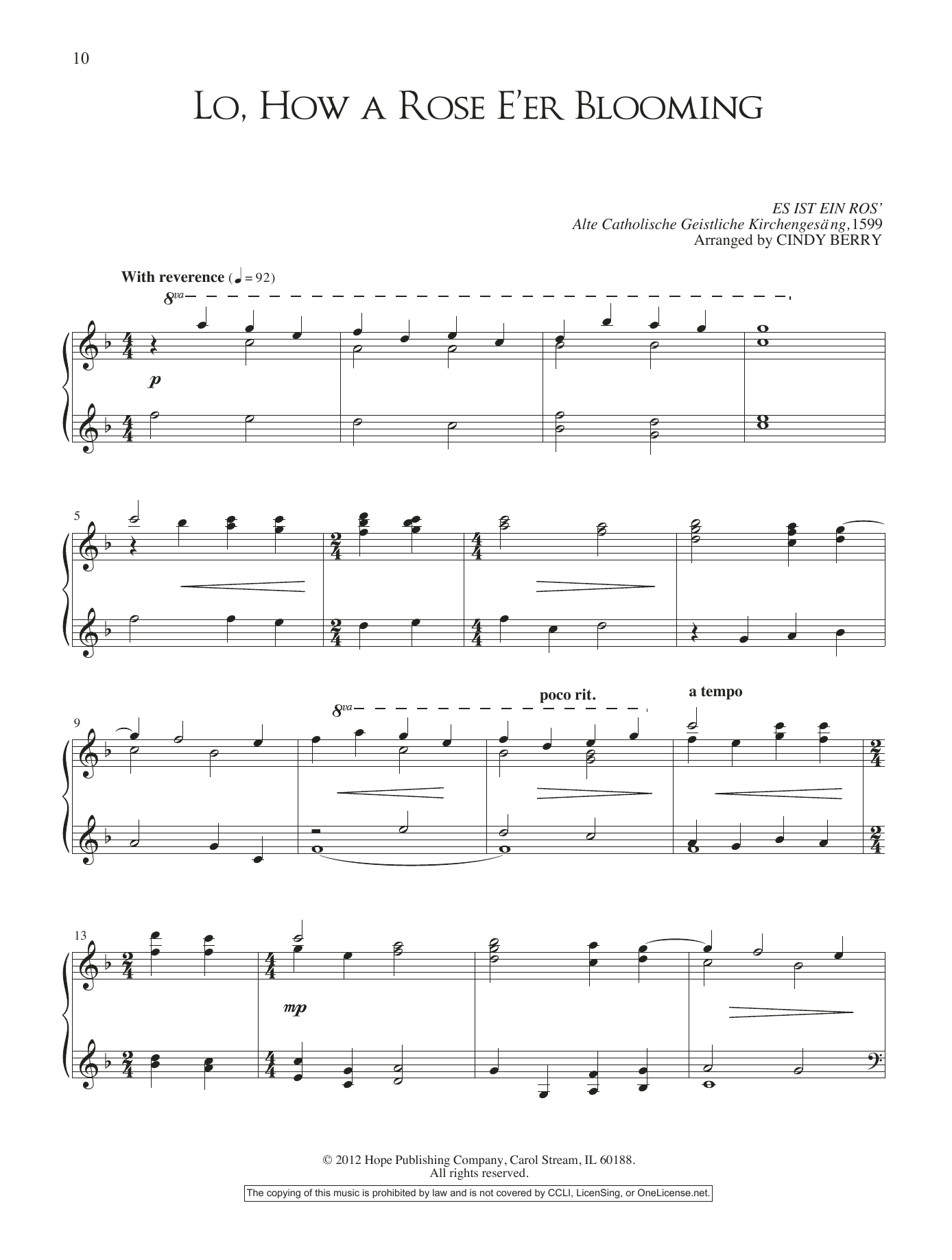 Cindy Berry Lo, How A Rose E'er Blooming Sheet Music