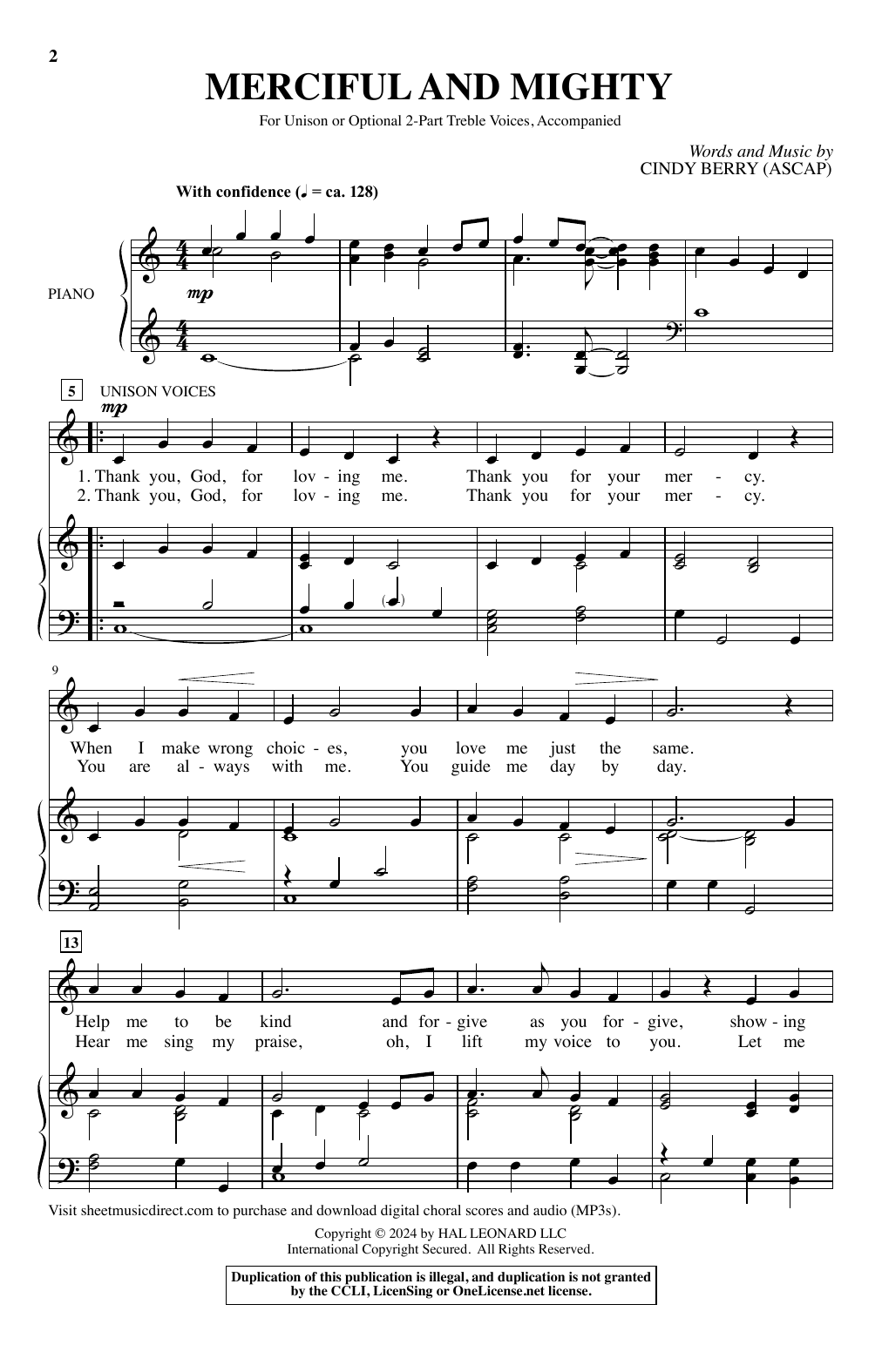 Cindy Berry Merciful And Mighty Sheet Music