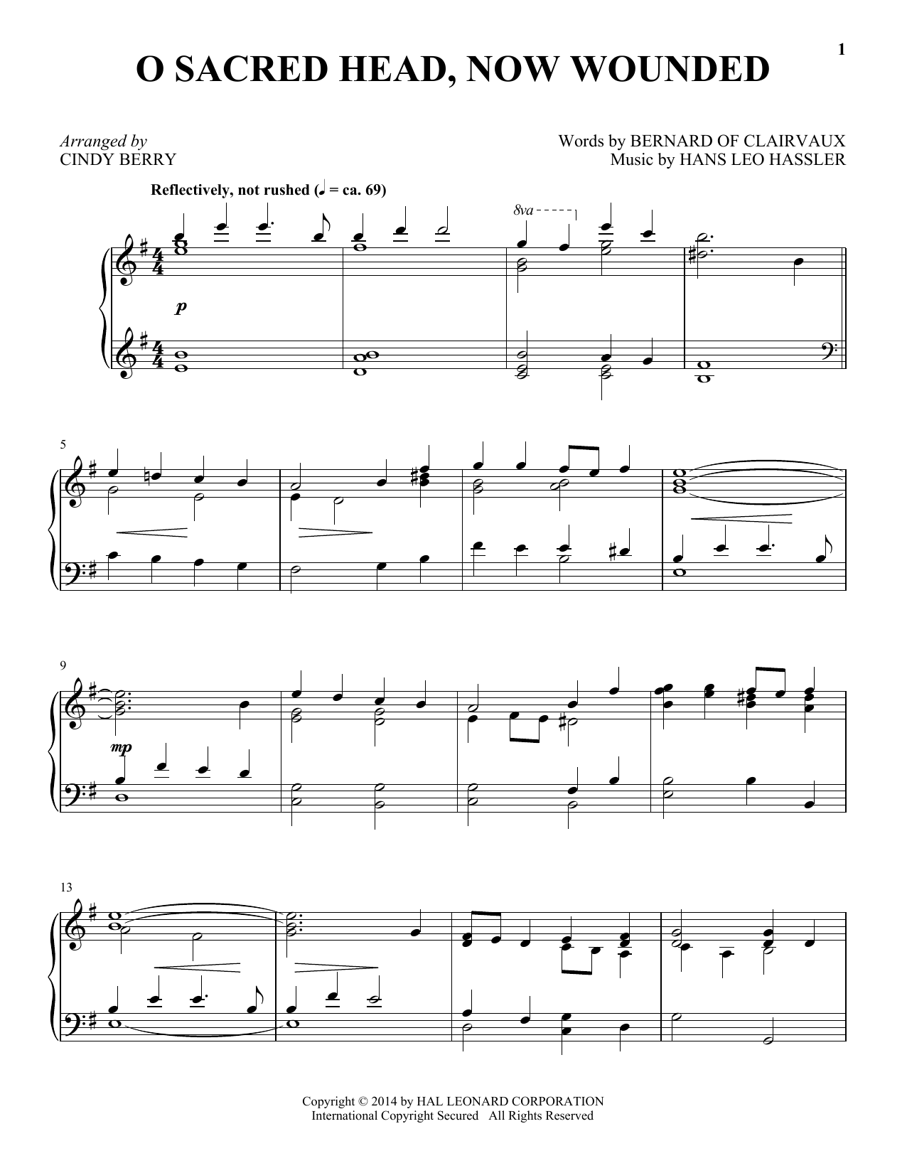 Cindy Berry O Sacred Head, Now Wounded Sheet Music