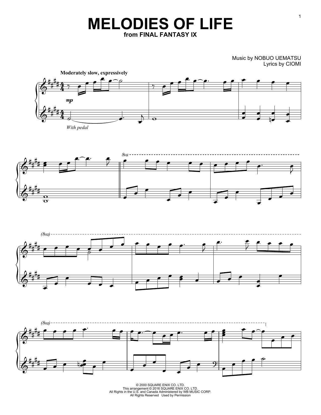 Ciomi Melodies Of Life Sheet Music
