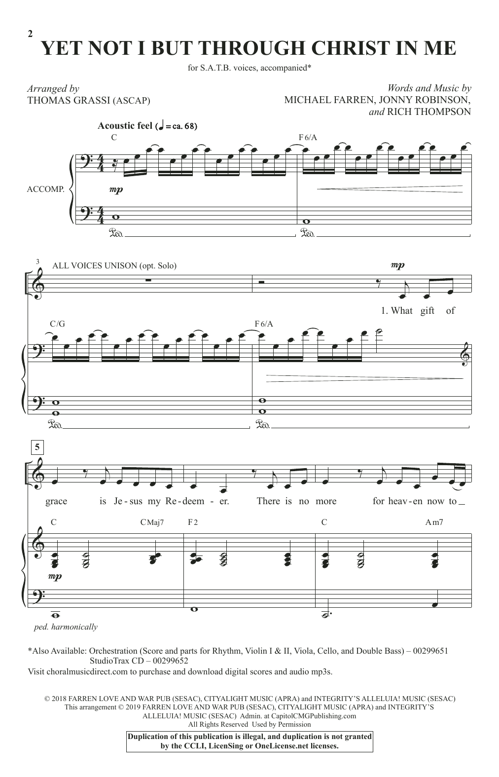 City Alight Yet Not I But Through Christ In Me (arr. Thomas Grassi) Sheet Music