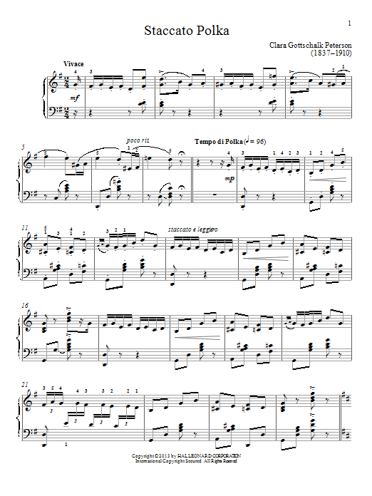 Clara Gottschalk Peterson Staccato Polka Sheet Music