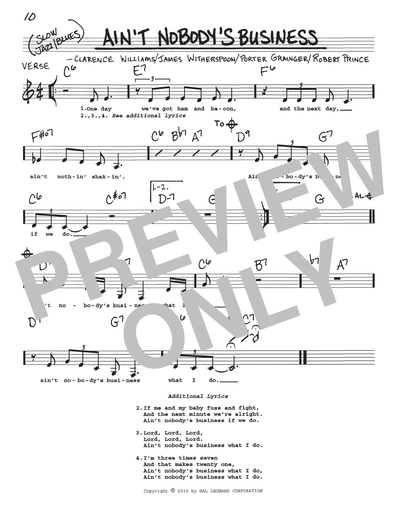 Clarence Williams Ain't Nobody's Business Sheet Music
