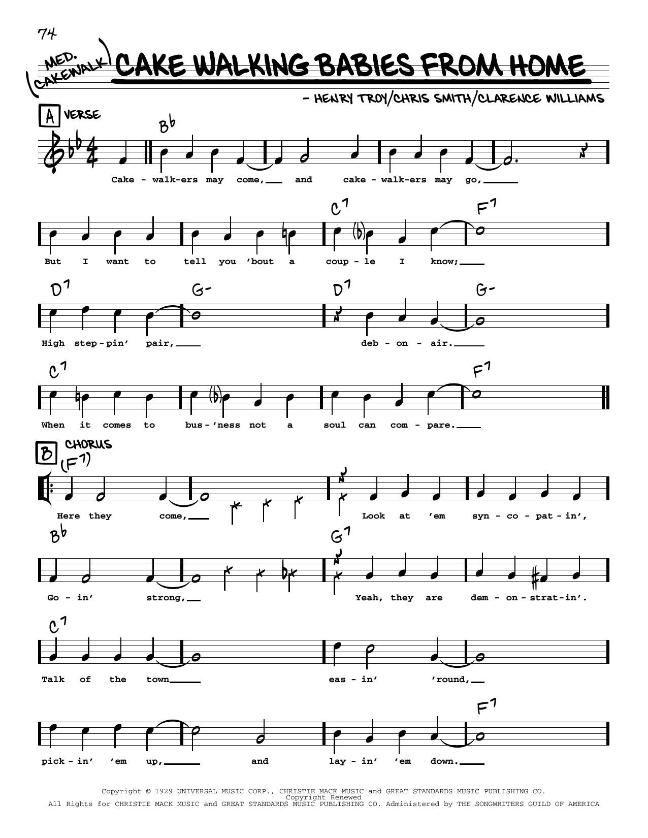 Clarence Williams' Blue Five Cake Walking Babies From Home (arr. Robert Rawlins) Sheet Music