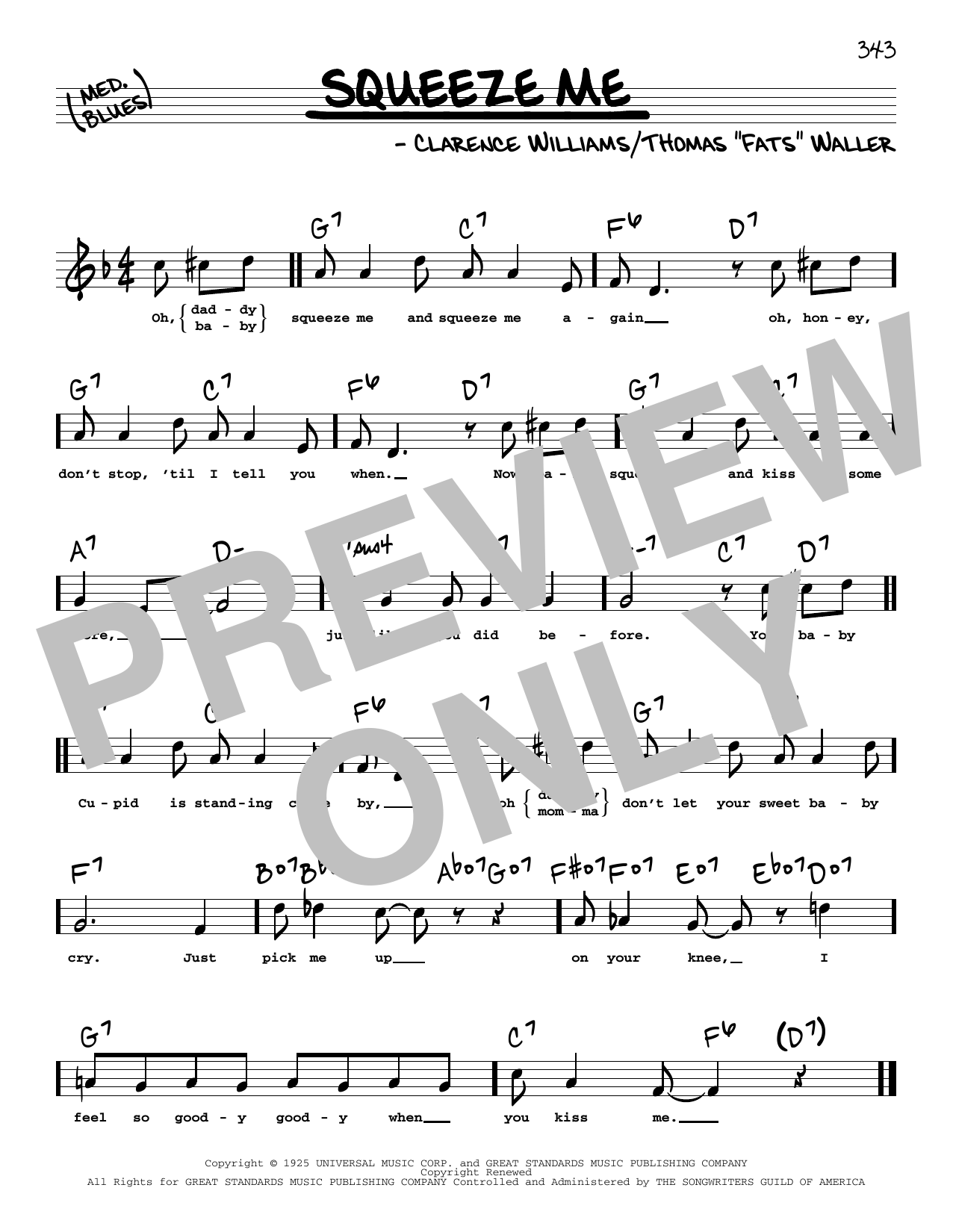 Clarence Williams Squeeze Me (High Voice) Sheet Music