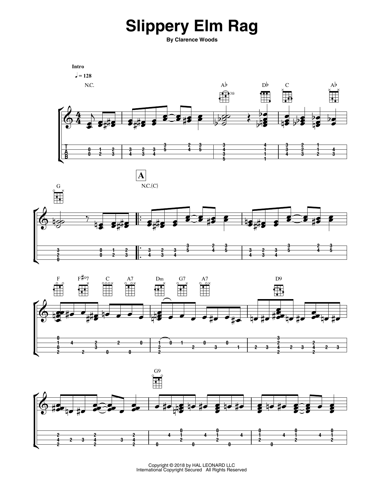 Clarence Woods Slippery Elm Rag (arr. Fred Sokolow) Sheet Music