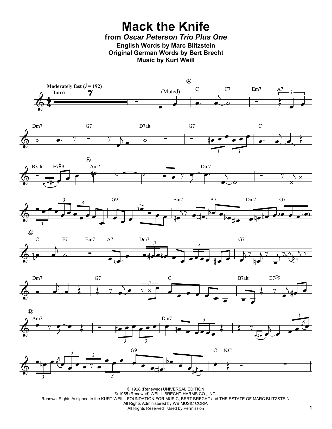 Clark Terry Mack The Knife Sheet Music