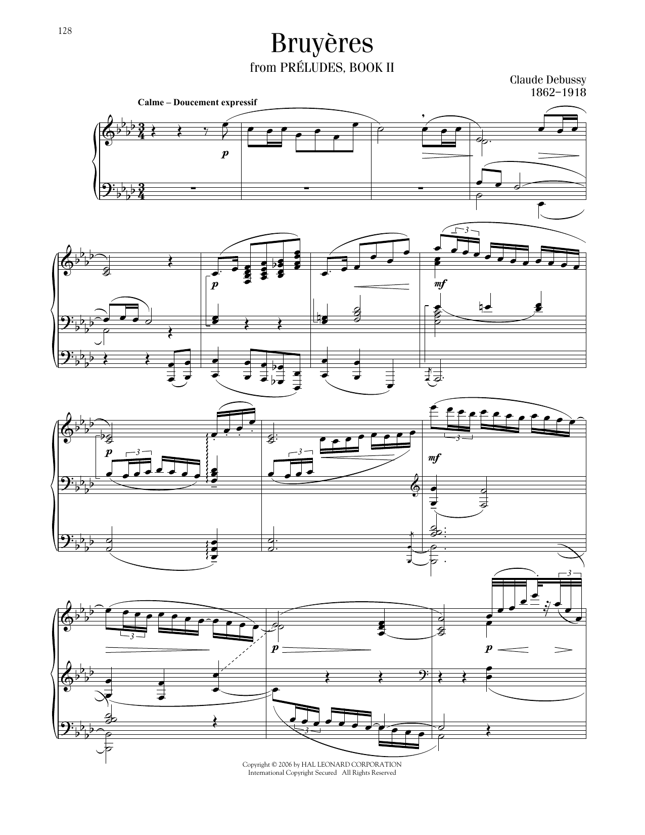 Claude Debussy Bruyères Sheet Music