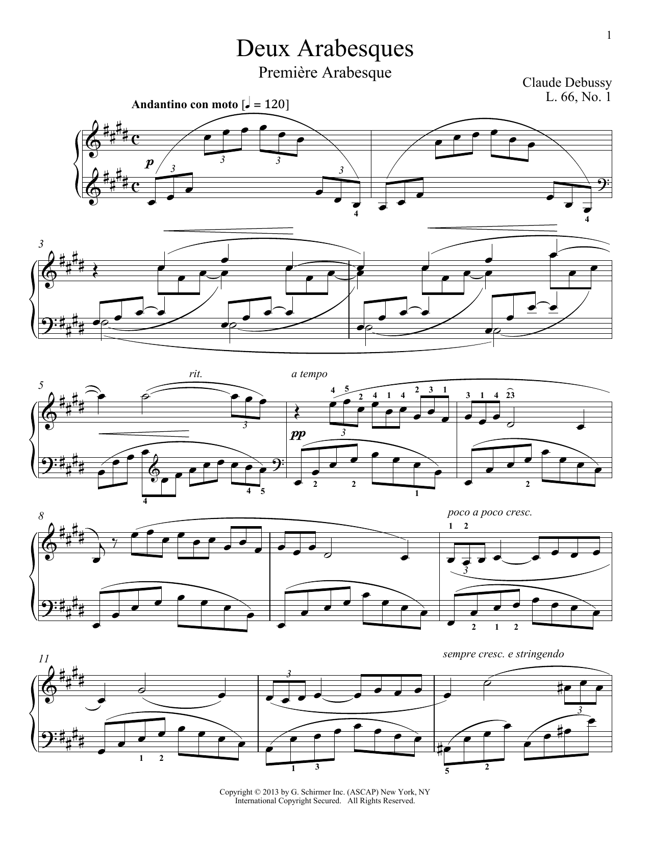 Claude Debussy Deux Arabesques Sheet Music