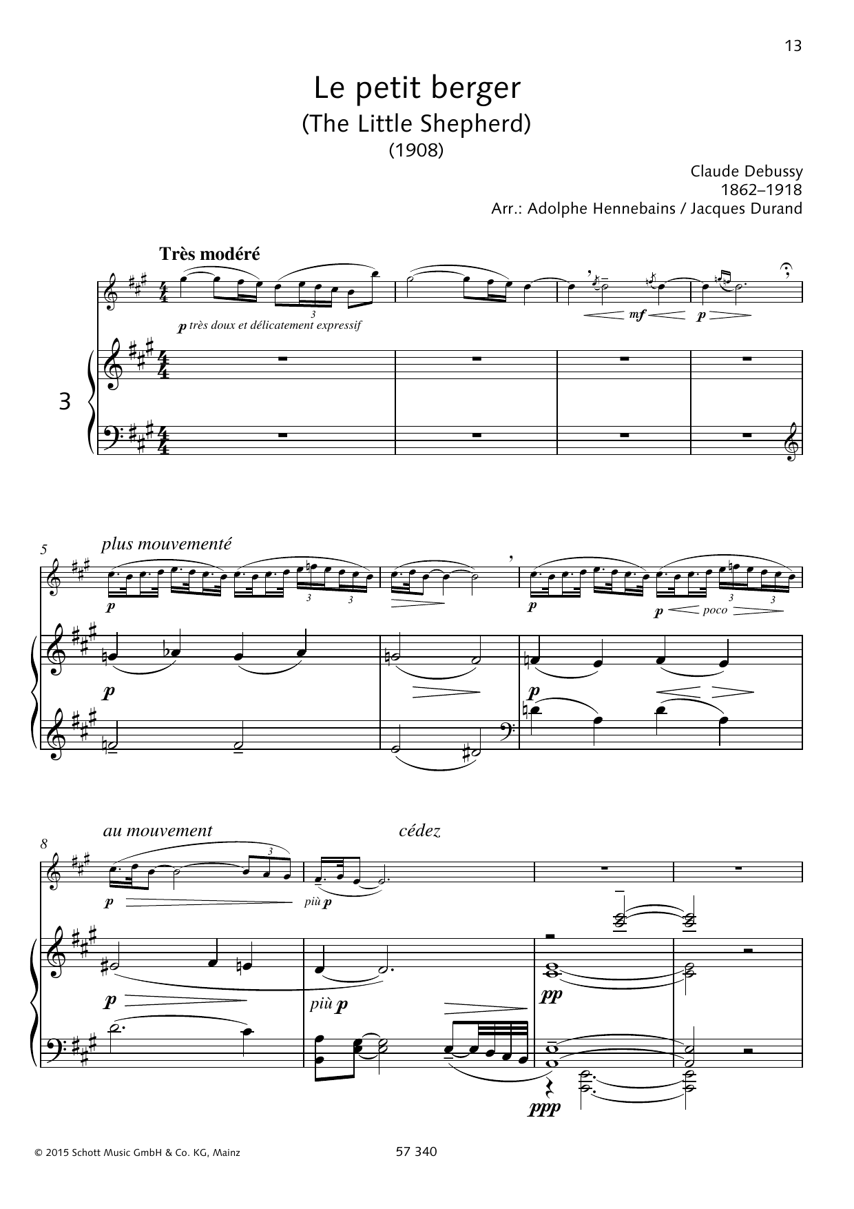 Claude Debussy Le petit berger Sheet Music