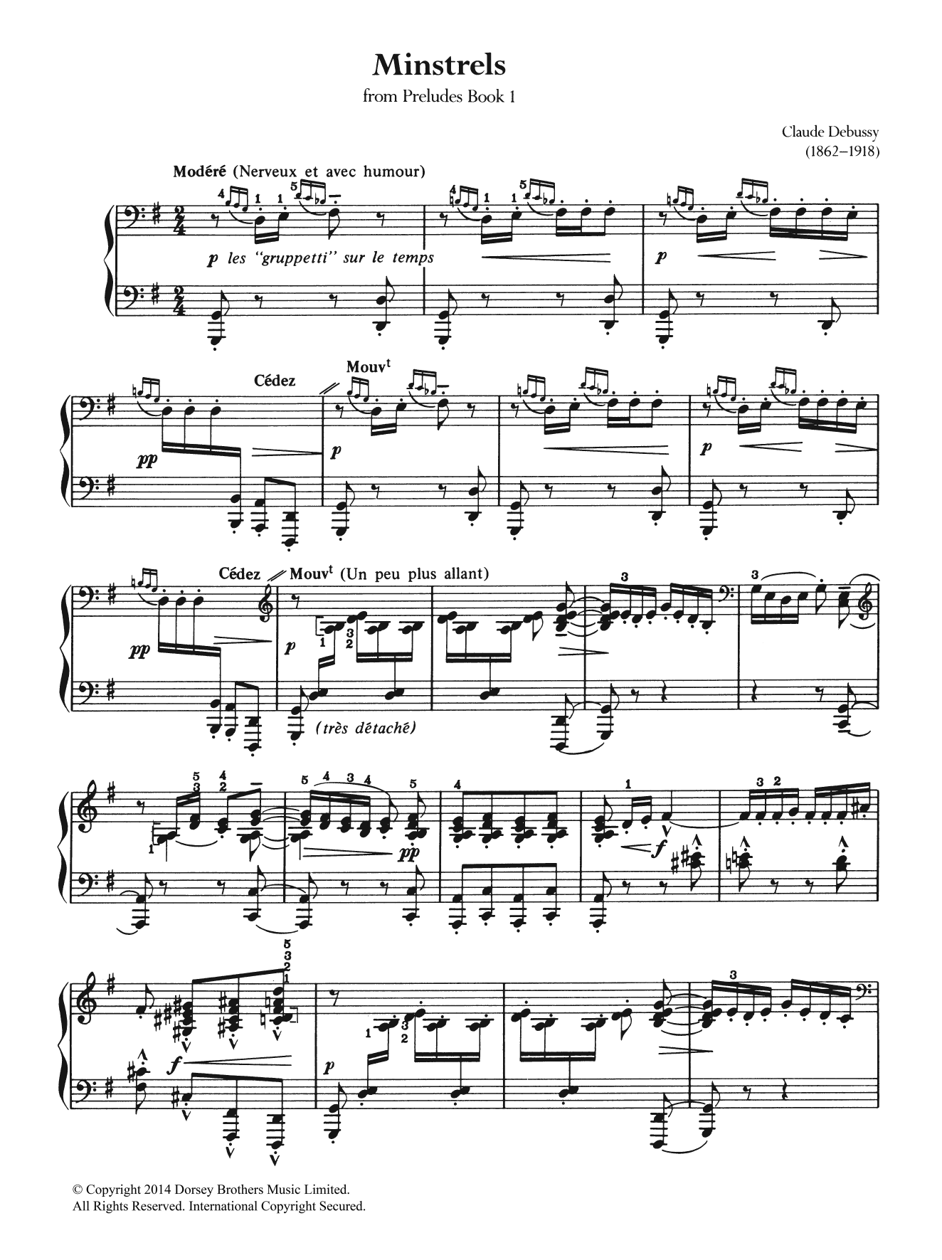 Claude Debussy Minstrels Sheet Music