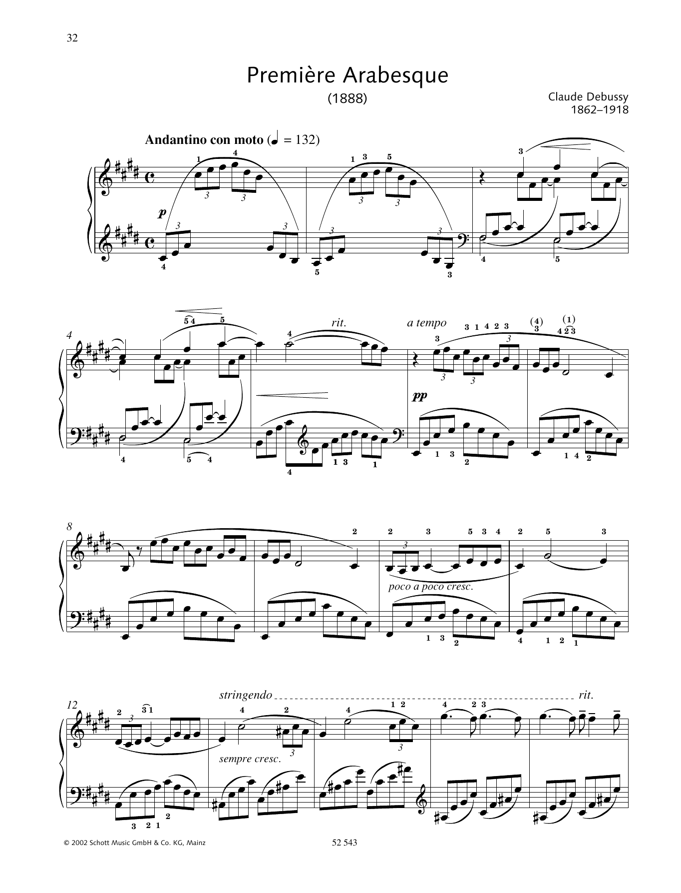Claude Debussy Première Arabesque Sheet Music