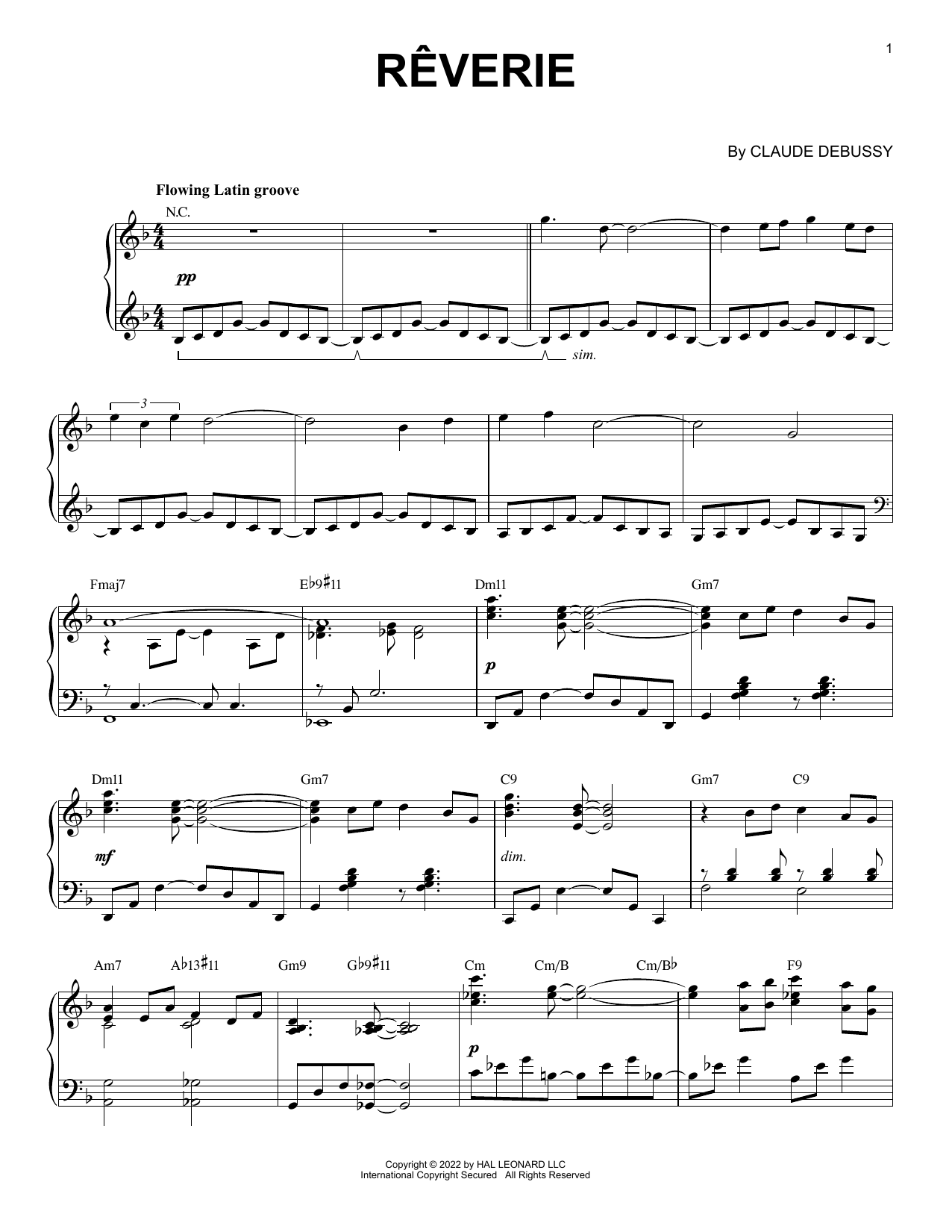 Claude Debussy Reverie [Jazz version] (arr. Brent Edstrom) Sheet Music