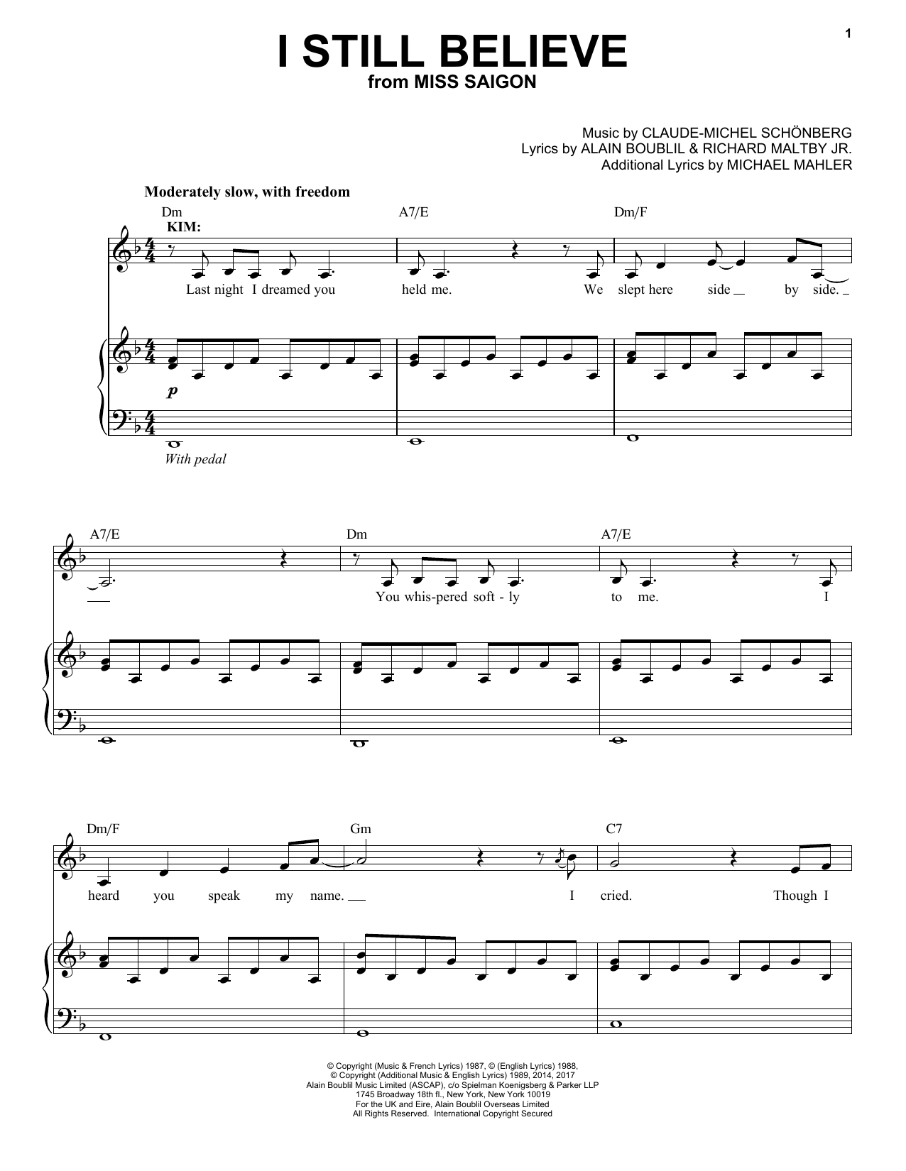 Claude-Michel Schönberg I Still Believe Sheet Music