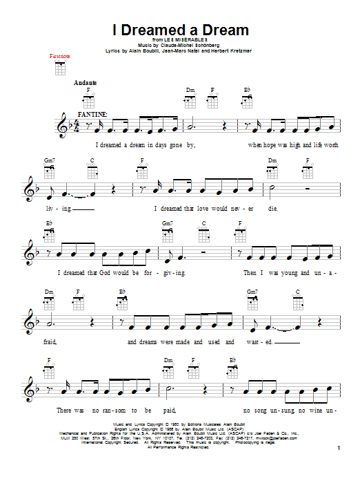 Claude-Michel Schonberg Les Miserables Ukulele Movie Pack featuring Suddenly Sheet Music