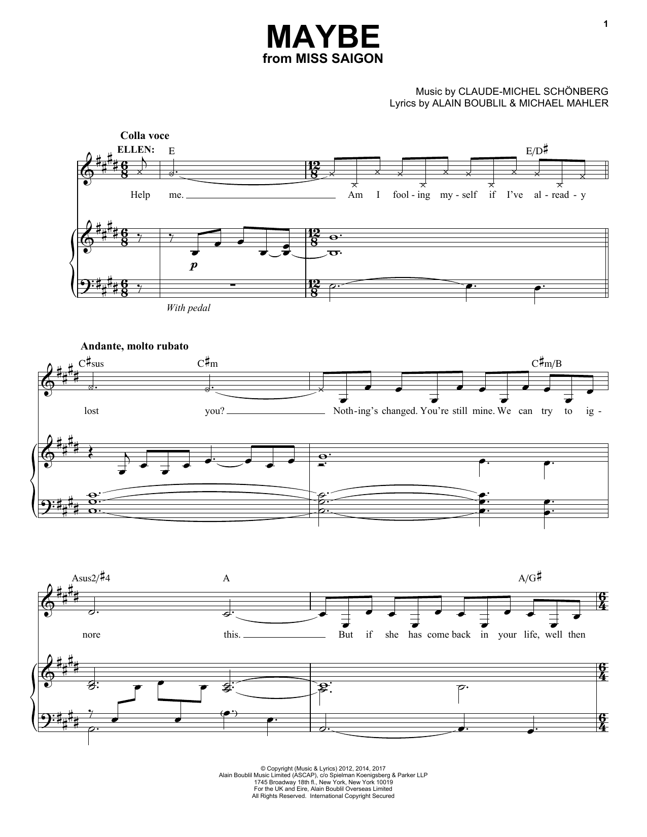 Claude-Michel Schönberg Maybe Sheet Music
