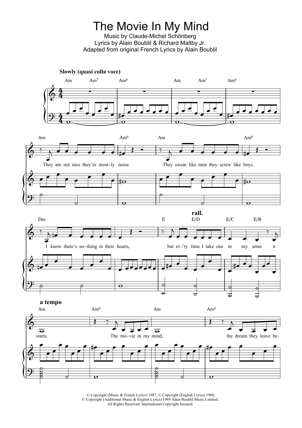 Claude-Michel Schonberg The Movie In My Mind (from Miss Saigon) Sheet Music