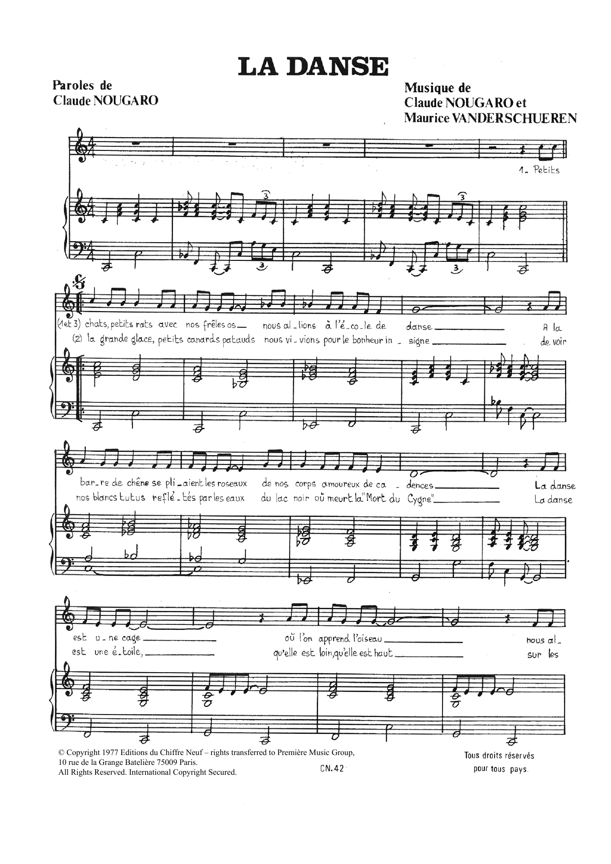 Claude Nougaro La Danse Sheet Music