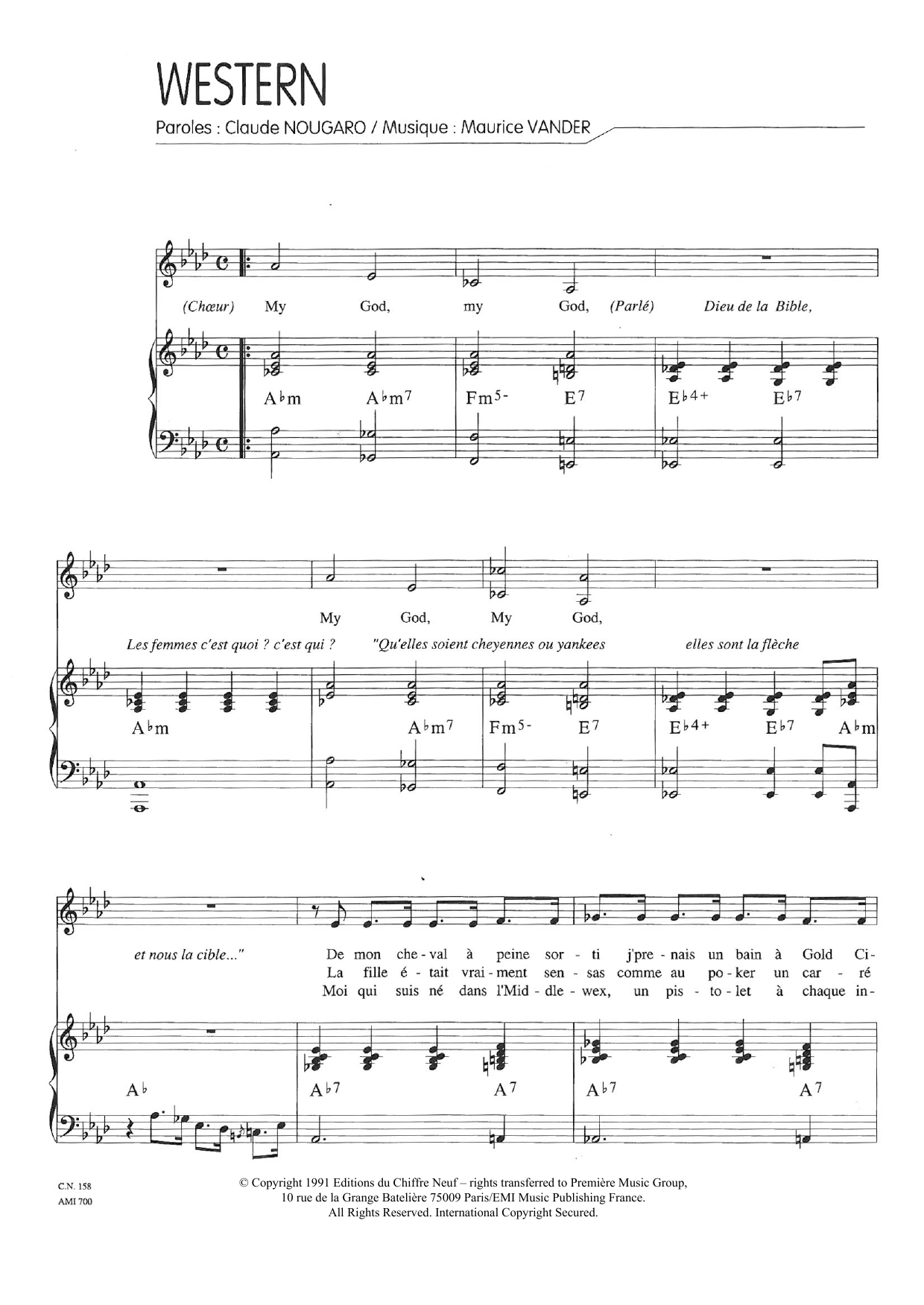 Claude Nougaro Western Sheet Music