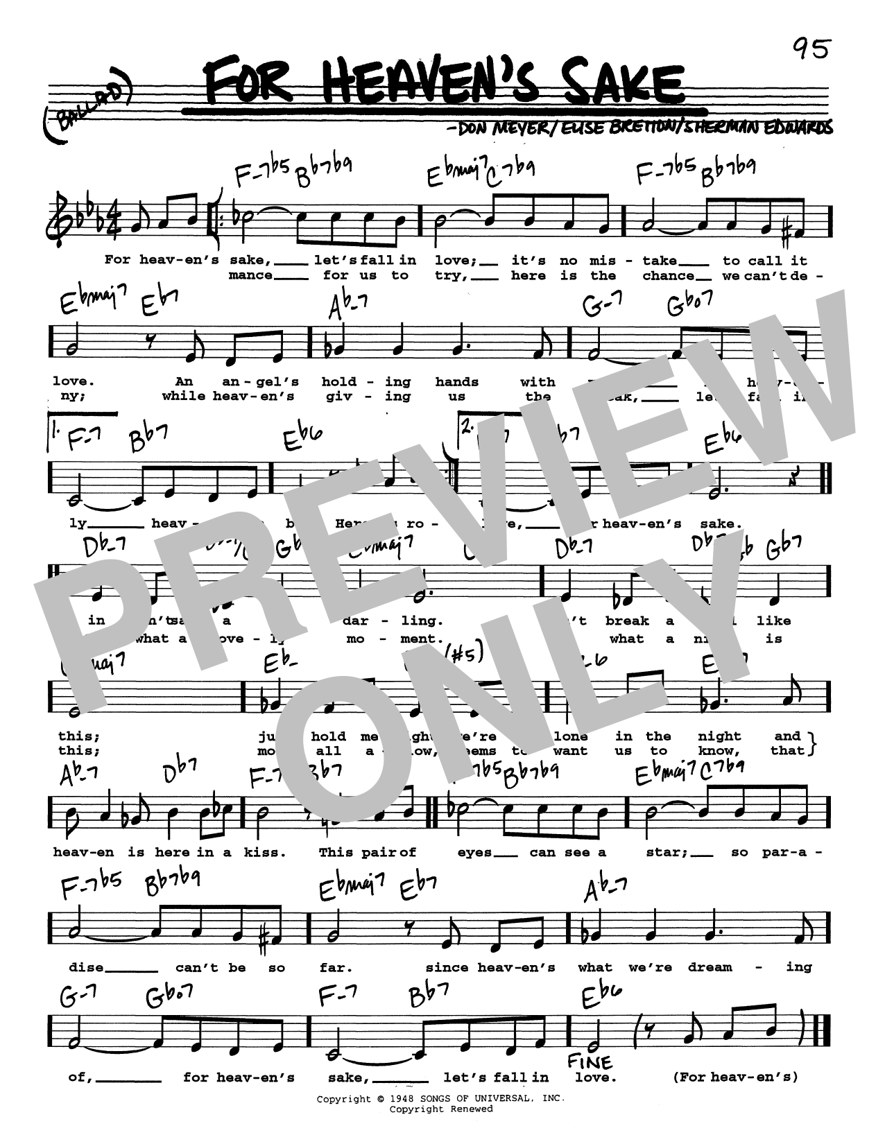 Claude Thornhill For Heaven's Sake (Low Voice) Sheet Music