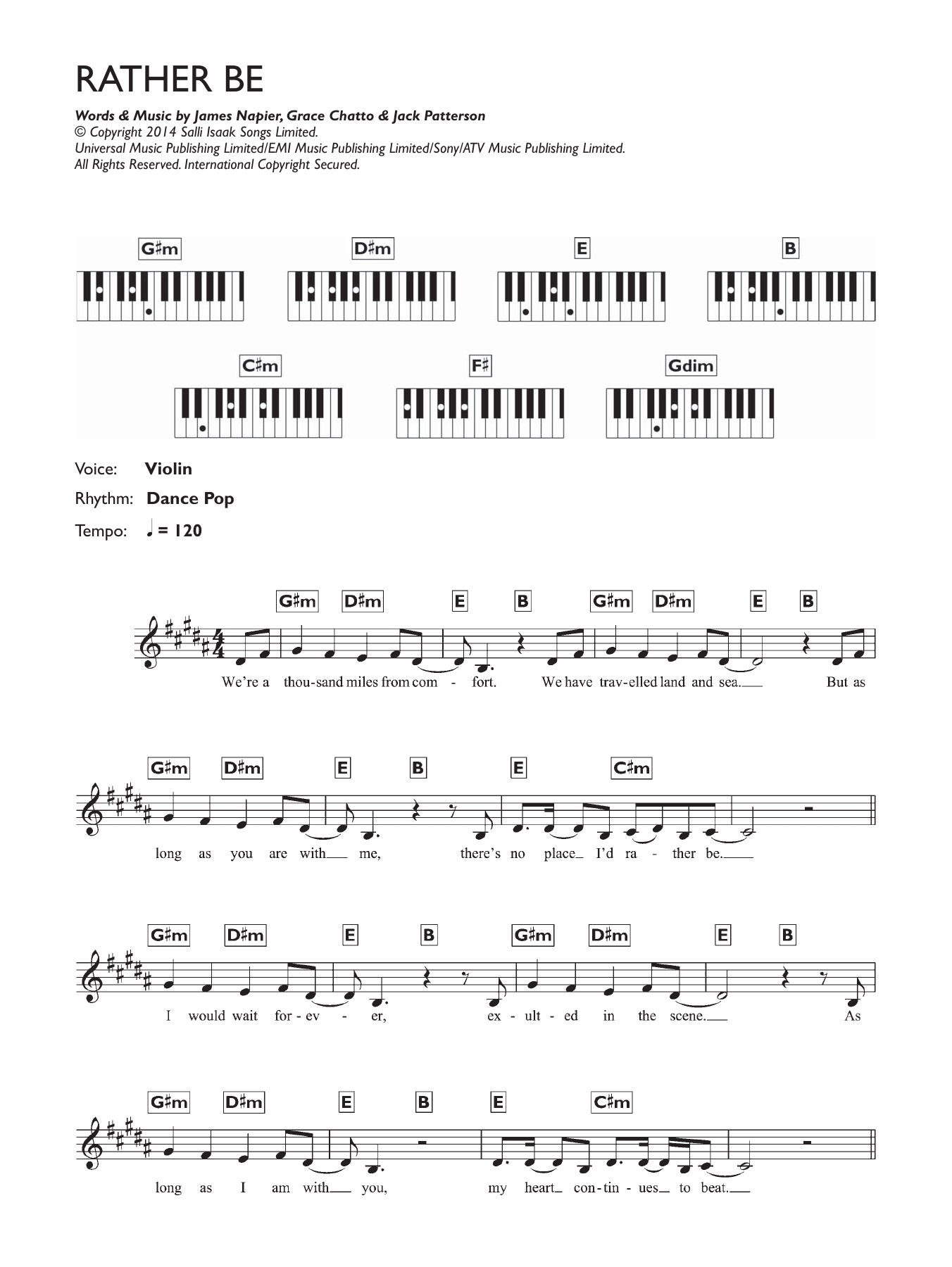 Clean Bandit Rather Be (featuring Jess Glynne) Sheet Music