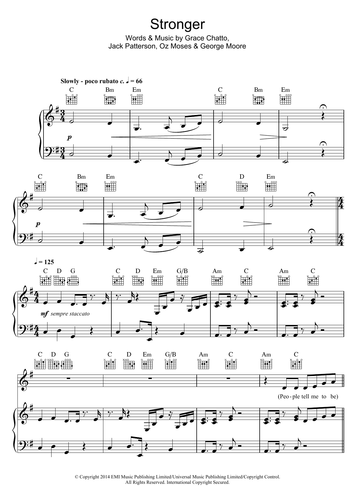 Clean Bandit Stronger Sheet Music