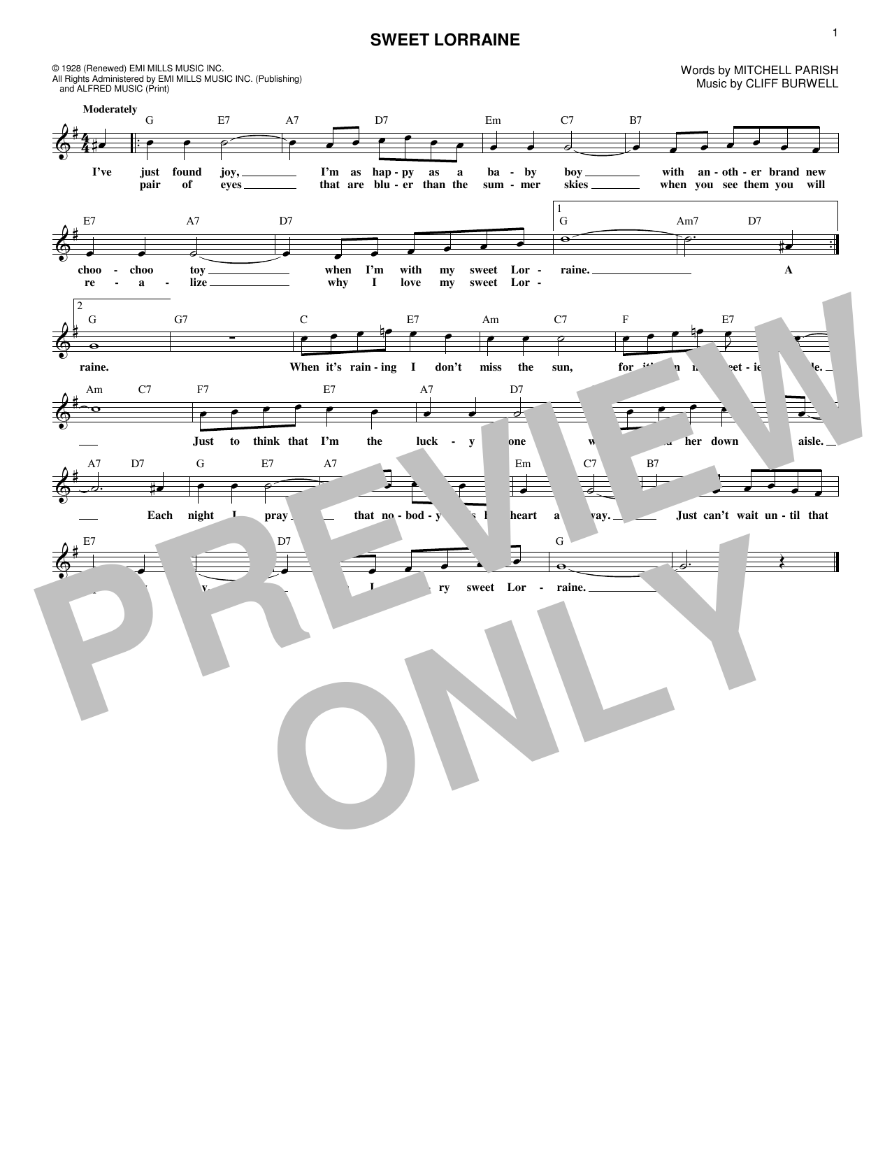 Cliff Burwell Sweet Lorraine Sheet Music