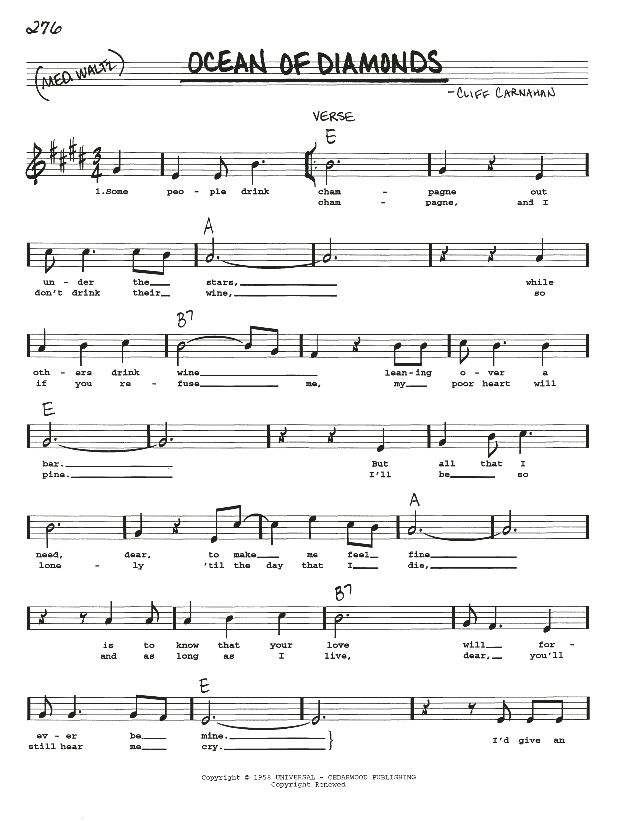 Cliff Carnahan Ocean Of Diamonds Sheet Music