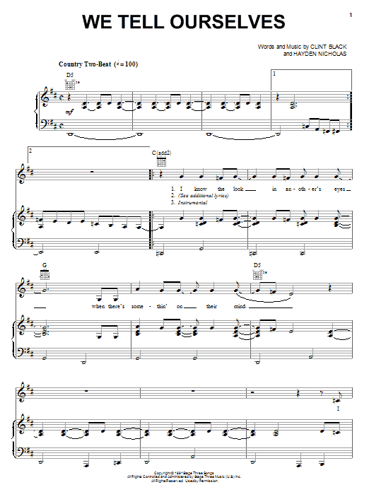 Clint Black We Tell Ourselves Sheet Music