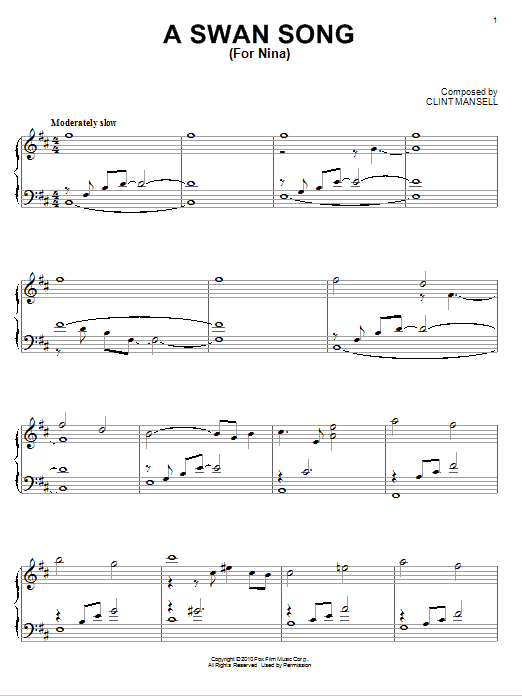 Clint Mansell A Swan Song (For Nina) (from Black Swan) Sheet Music