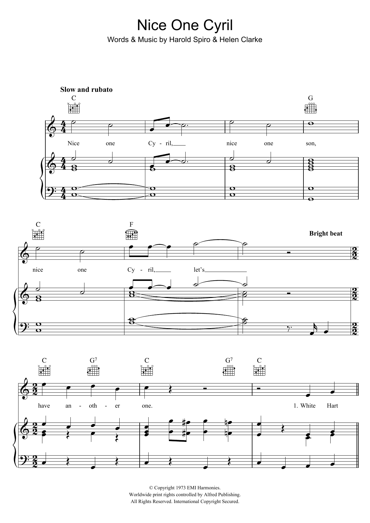 Cockerel Chorus Nice One Cyril Sheet Music