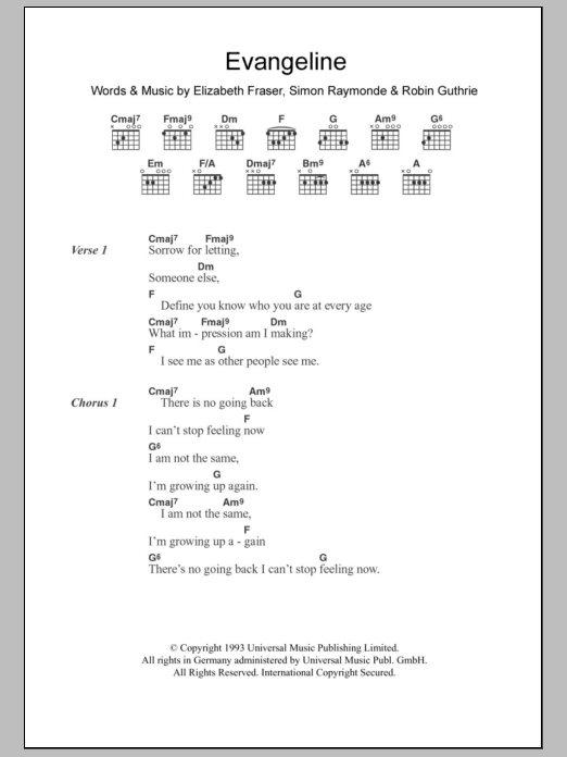 The Cocteau Twins Evangeline Sheet Music
