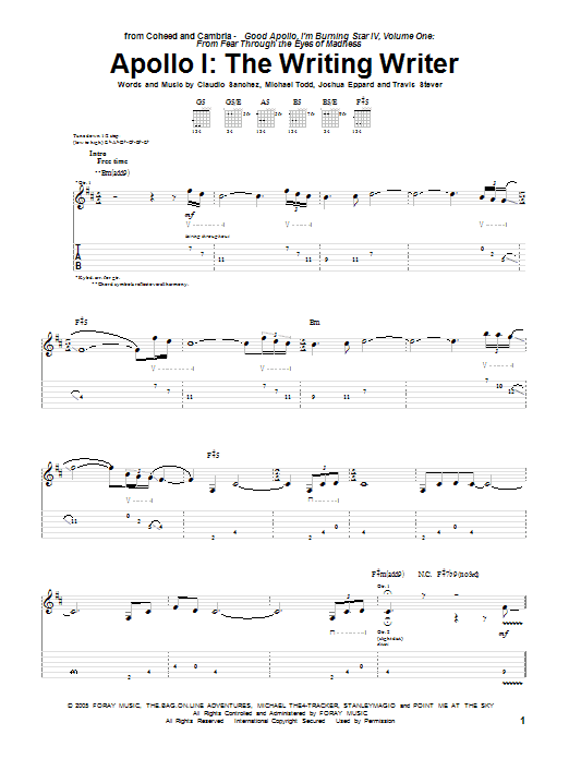 Coheed And Cambria Apollo I: The Writing Writer Sheet Music