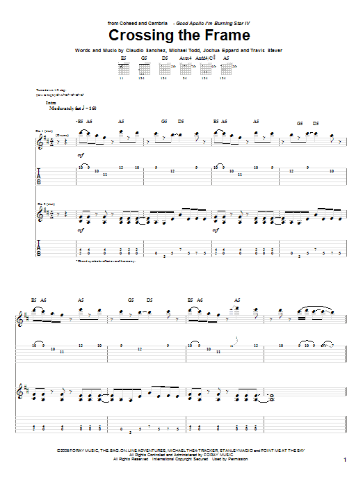 Coheed And Cambria Crossing The Frame Sheet Music