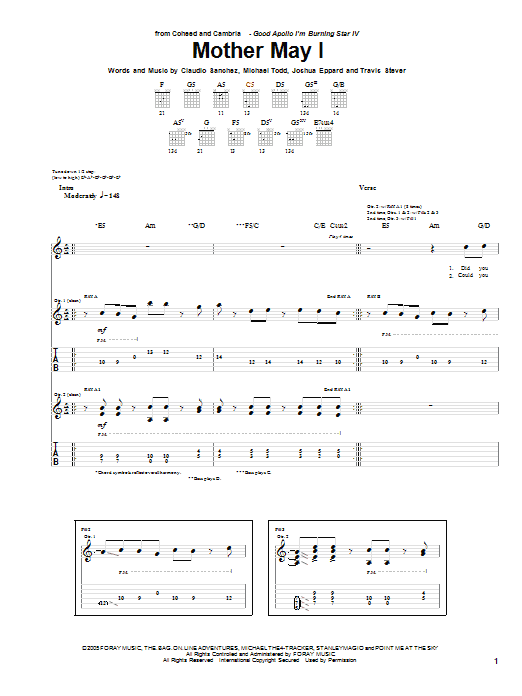 Coheed And Cambria Mother May I Sheet Music
