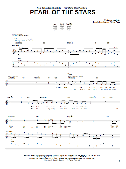 Coheed And Cambria Pearl Of The Stars Sheet Music