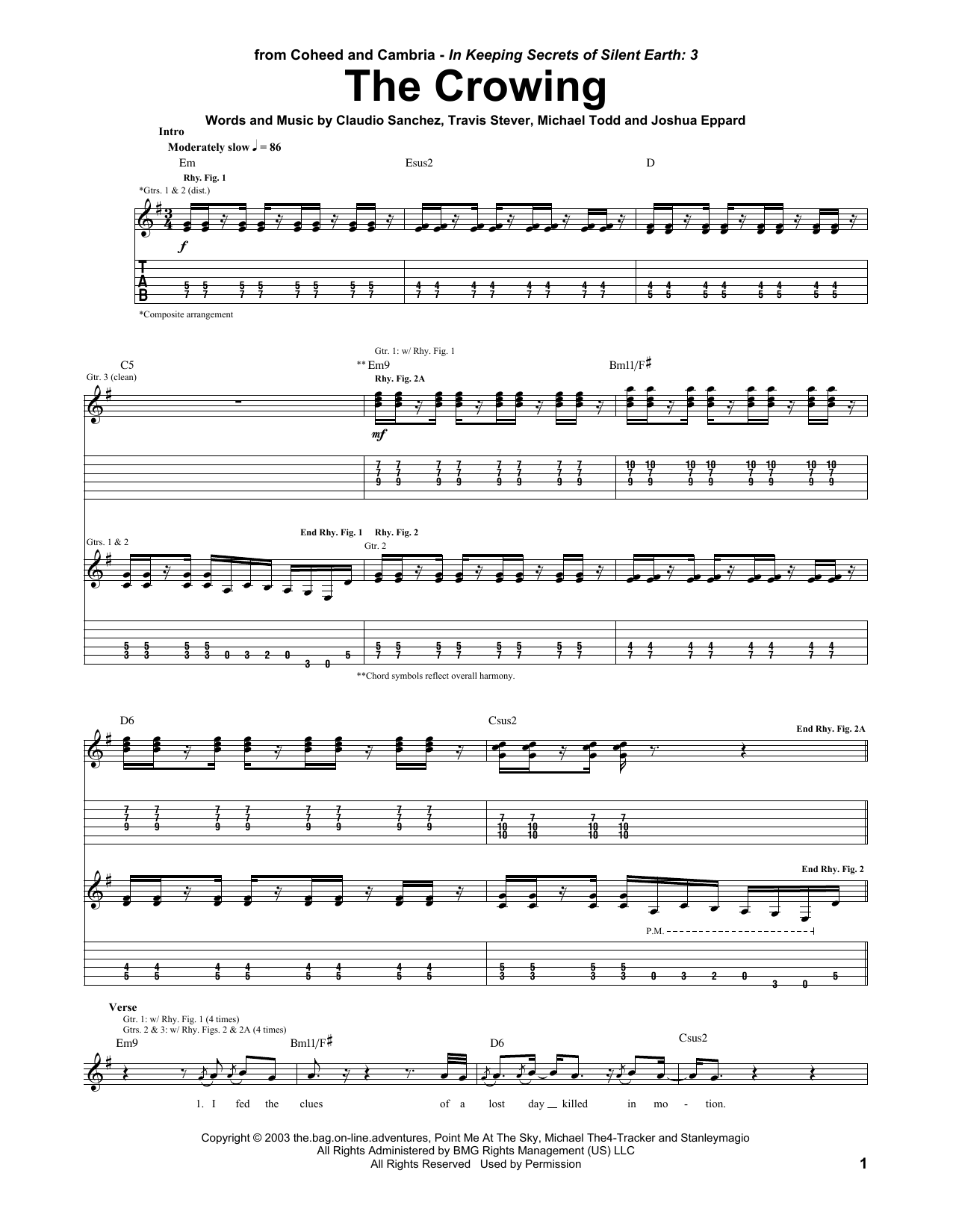 Coheed And Cambria The Crowing Sheet Music