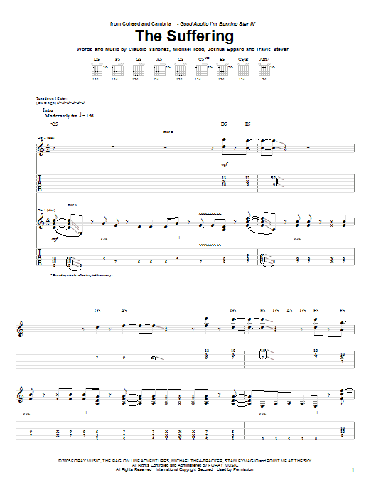 Coheed And Cambria The Suffering Sheet Music